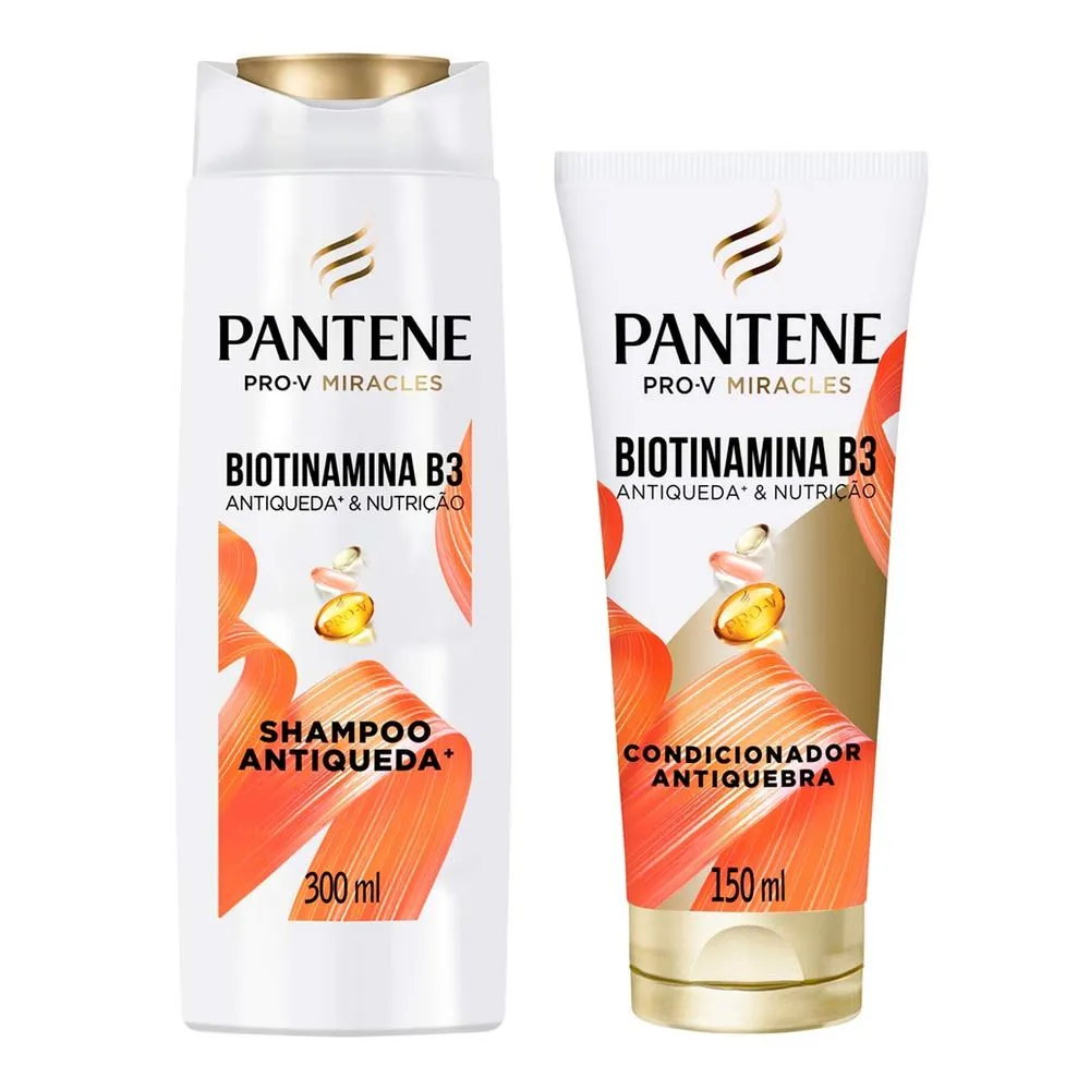 Kit Pantene Antiqueda & Nutrição Biotinamina B3 Shampoo 300ml + Condicionador 150ml